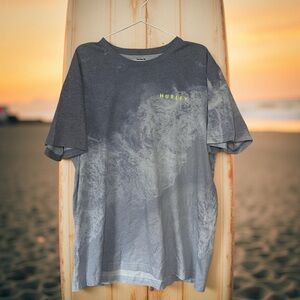 Hurley Tie Dye Wave Tee Gray XL | Ocean Wash Graphic Shirt Neon Logo Surf Vibe